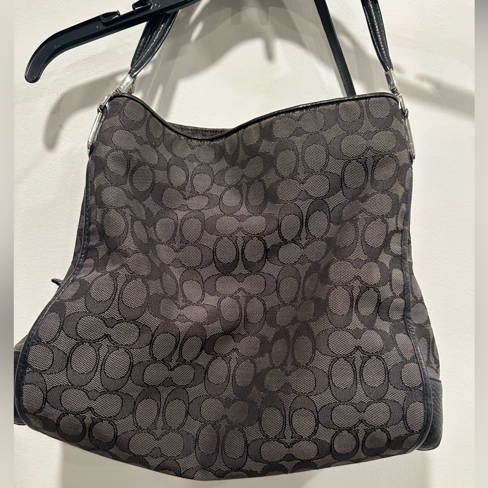 Vintage Coach black and Grey three section purse